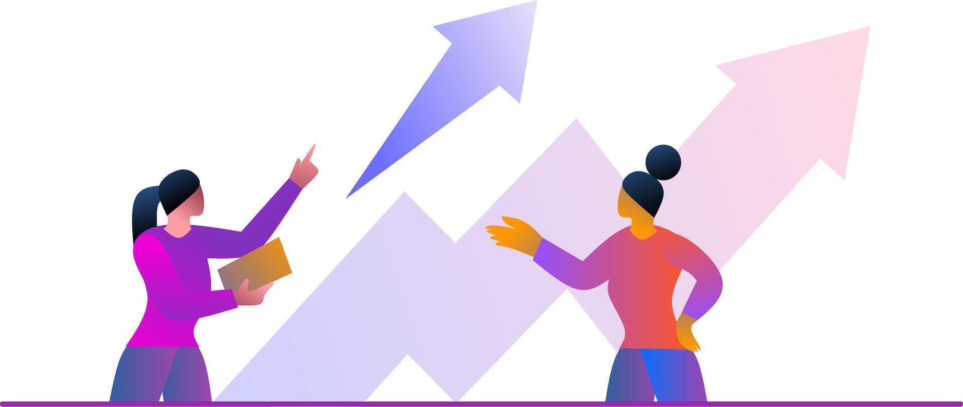 Women discussing business growth illustration vector