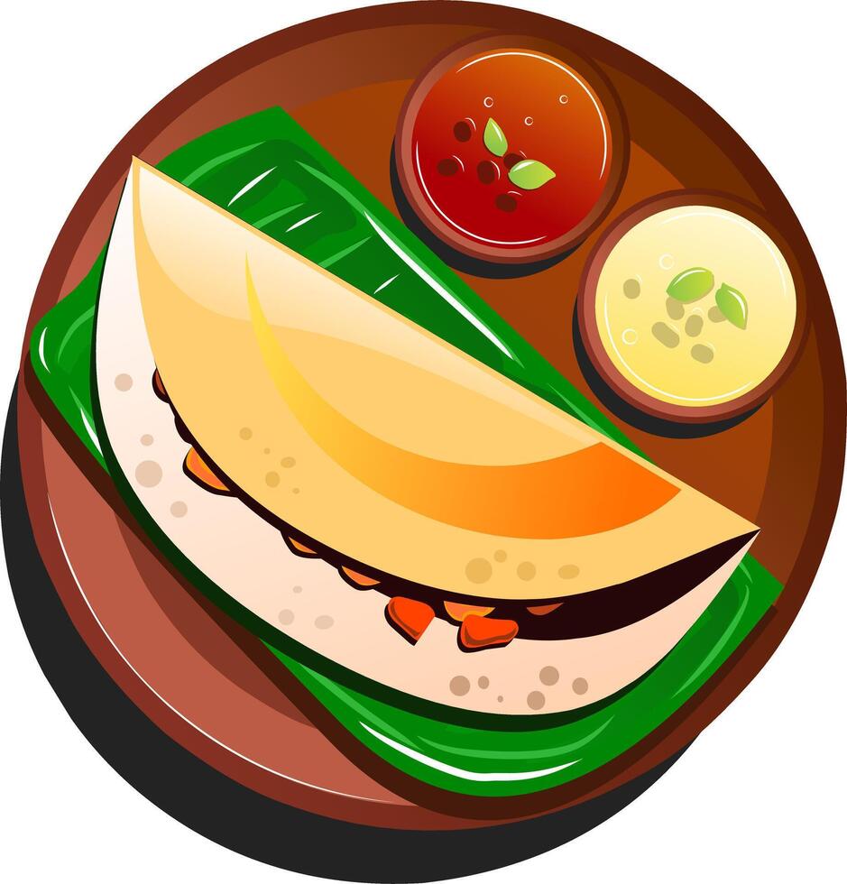 Taco with salsa and dipping sauces vector