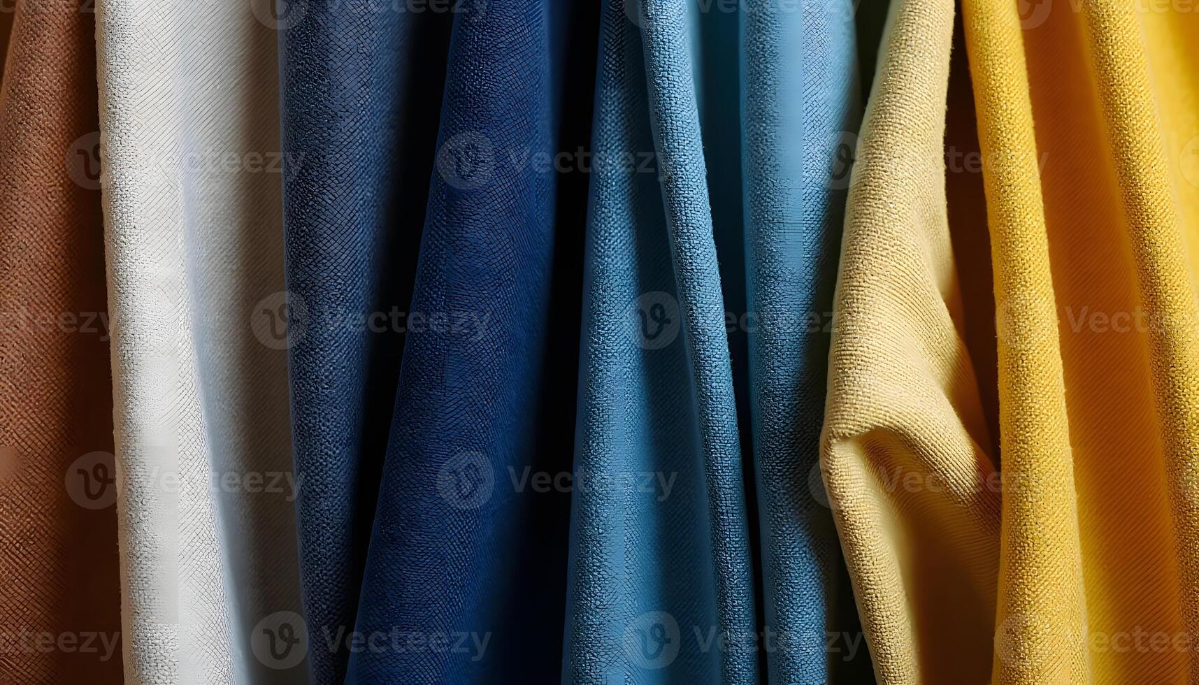 Colorful Fabric Swatches Displayed in an Array of Earth Tones photo