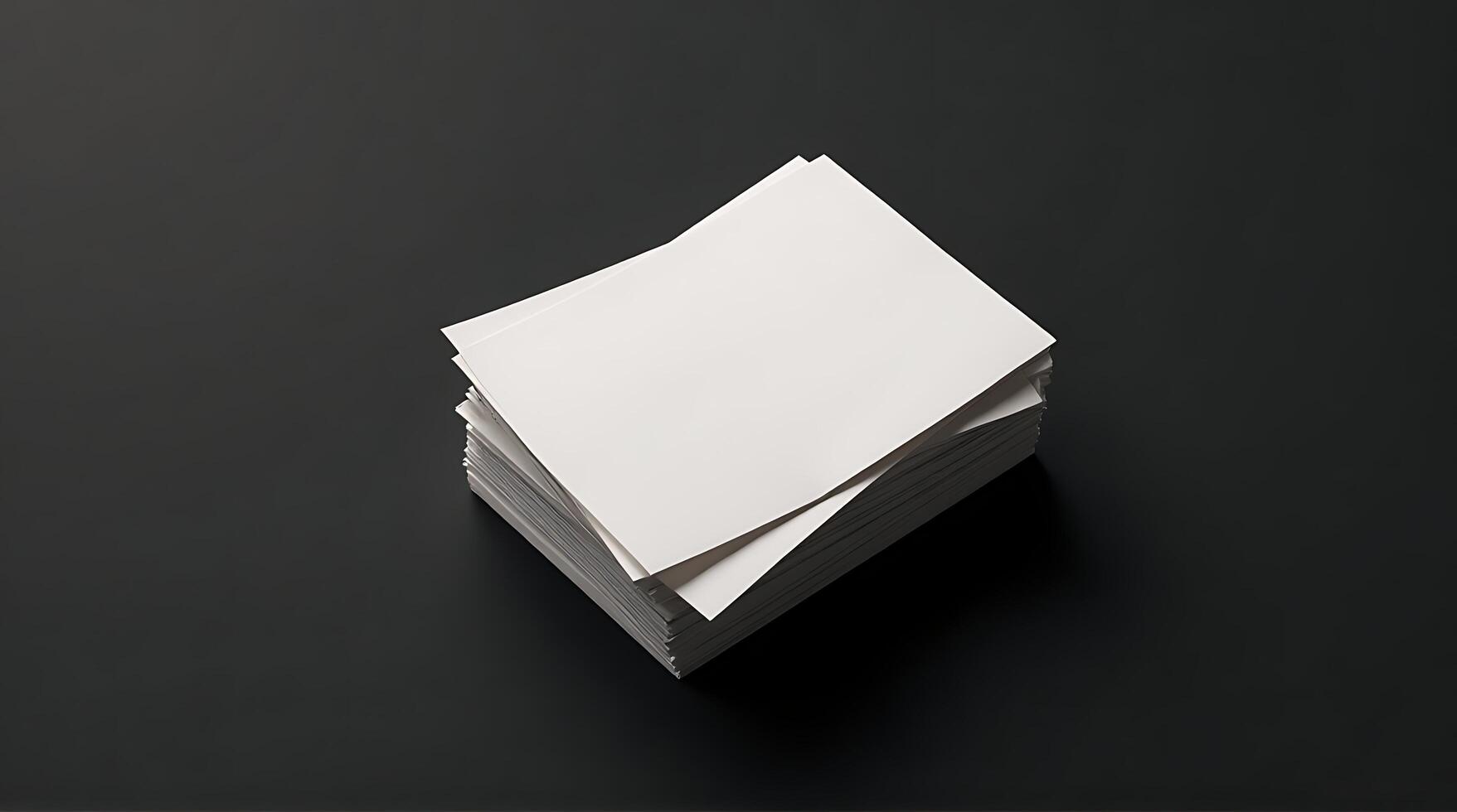 Stack of White Paper Sheets on Dark Background for Business Use photo