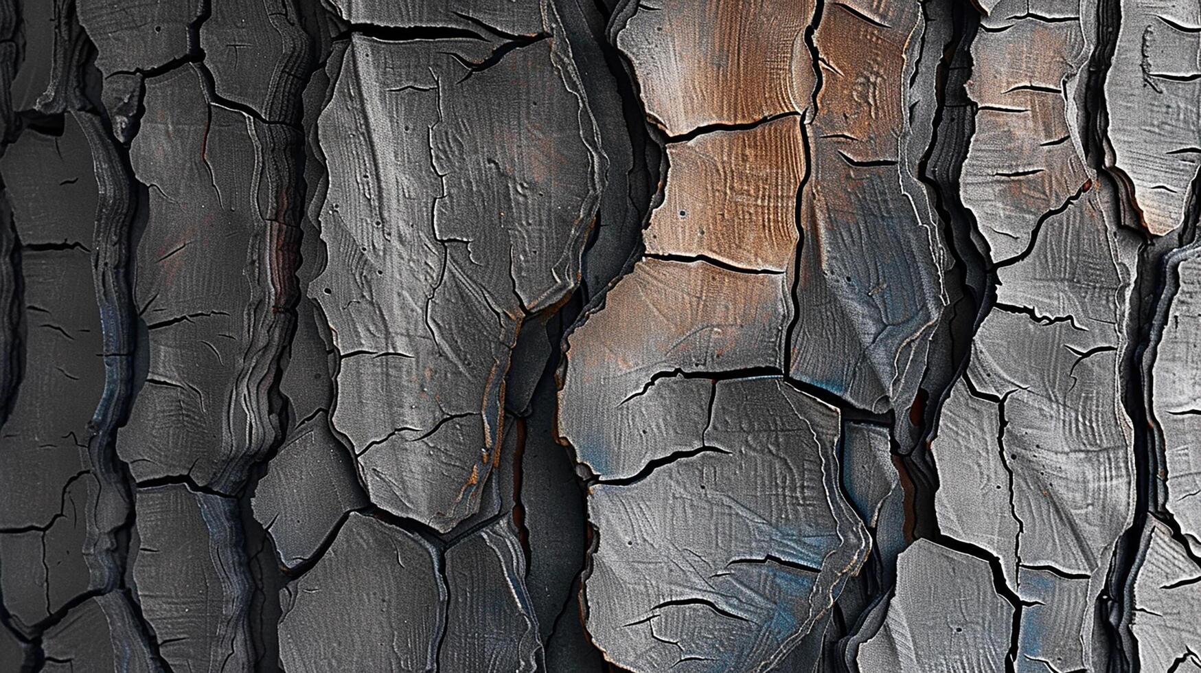 Close-Up of Burnt Tree Bark with Cracked Texture photo