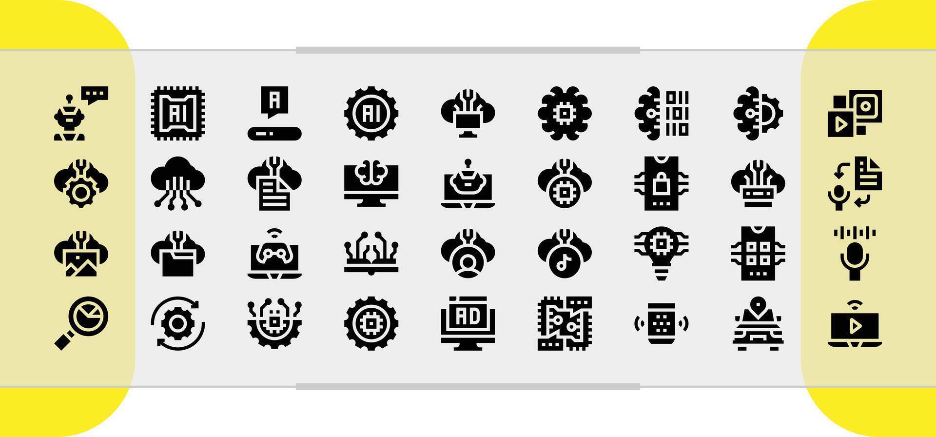 Artificial Intelligence and Cloud Data Icons vector
