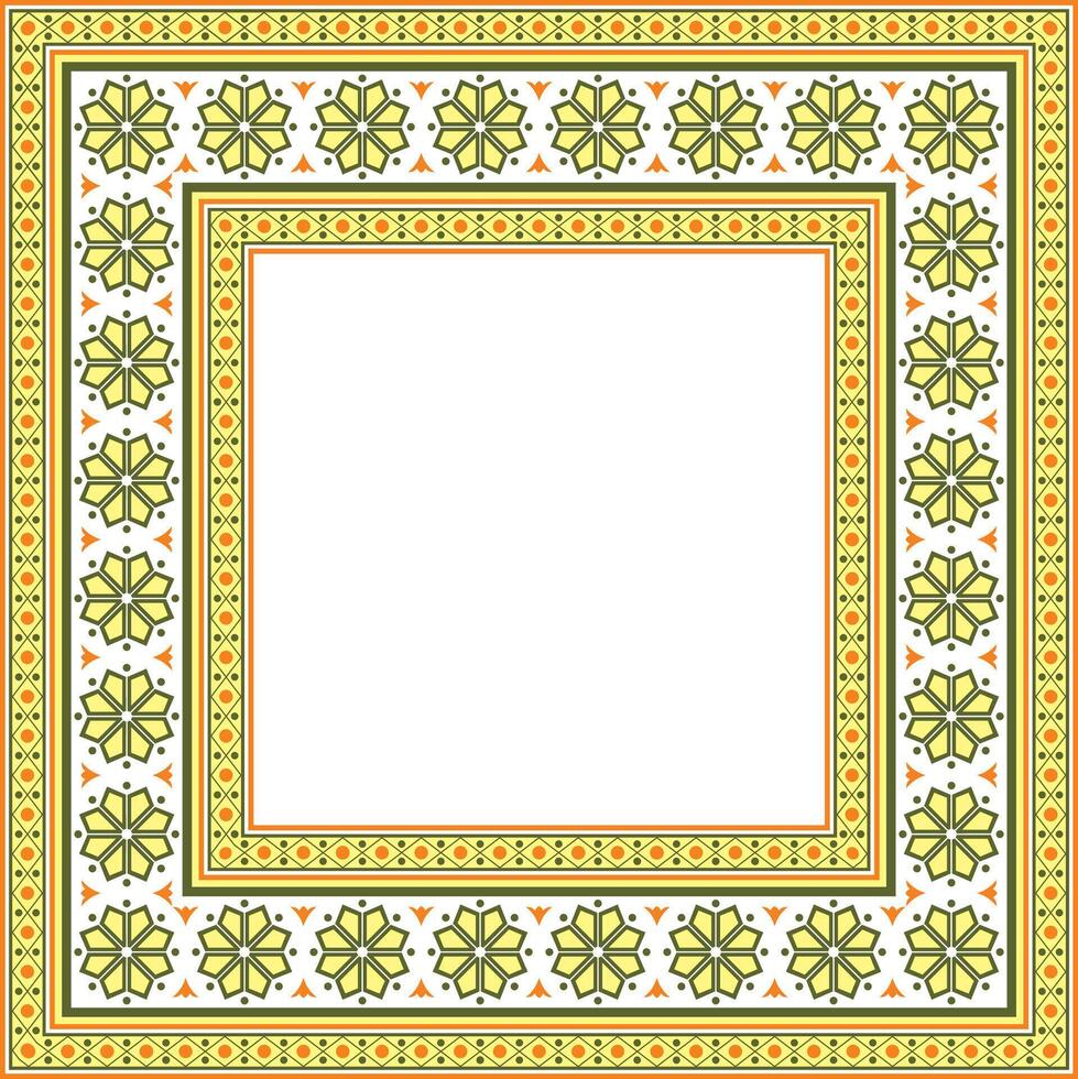 square colored ancient Russian ornament. Slavic rectangle, frame. vector