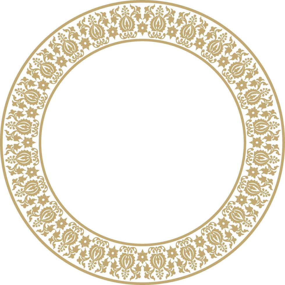 round gold ancient Russian ornament. Slavic border, frame, Circle, ring. vector