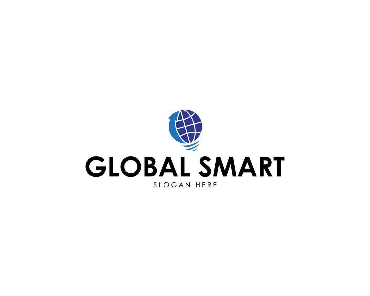 Creative modern smart globe world and lamp logo template illustration vector