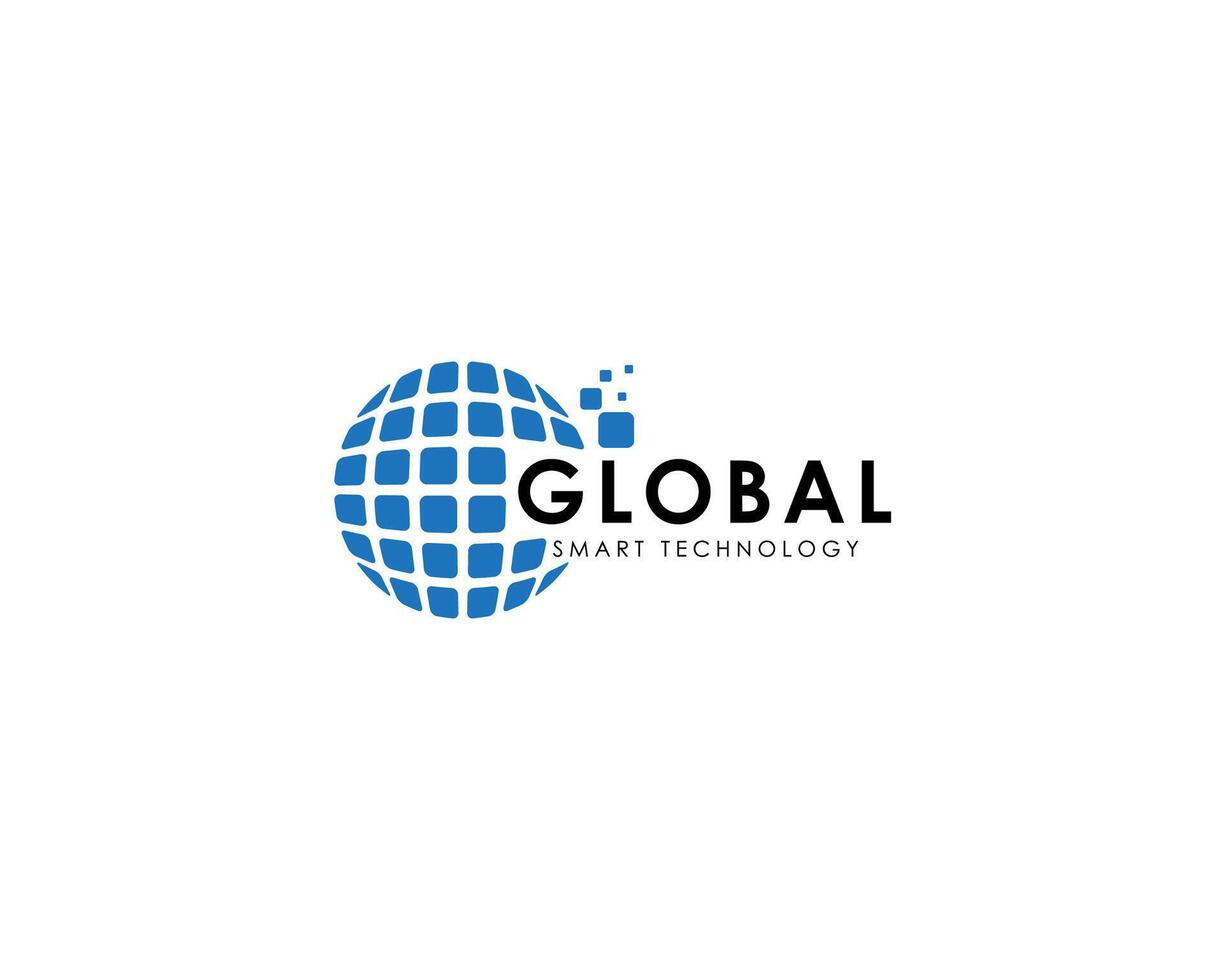 digital network connection, with a globe concept, logo graphic design logo vector