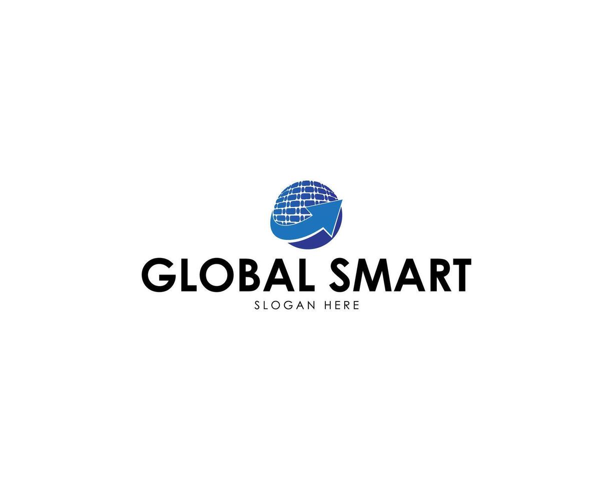 Simple Smart Globe Logo Design. Circle Forming A Geometric Dome Shield Symbol Design vector