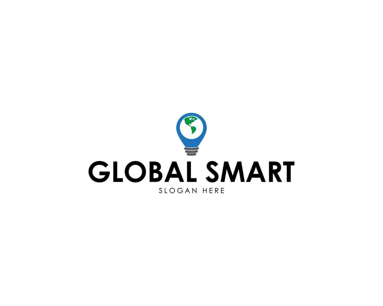 Global Smart Logo With Word and Lamp Concept Design vector