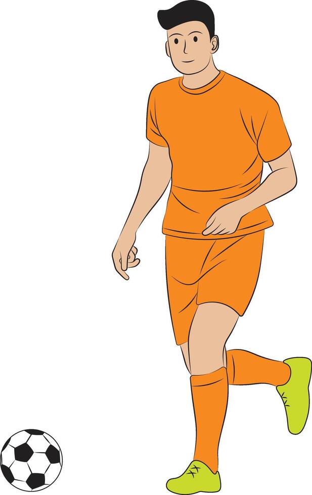 Soccer Player Walking with Ball - Character in Sports Uniform. vector