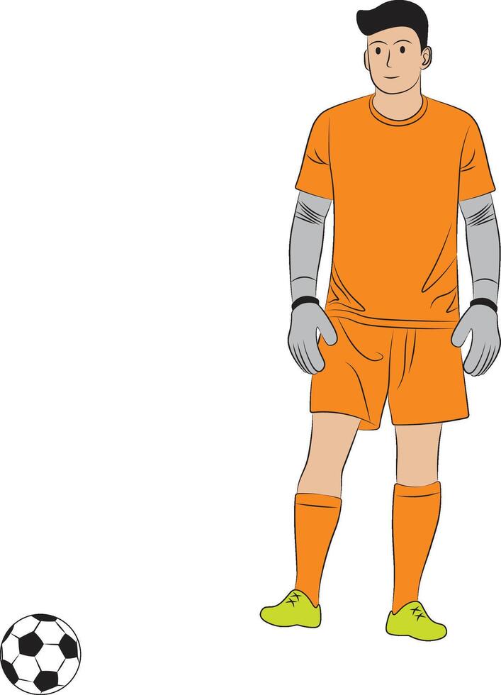 Football Goalkeeper Standing with a Ball - Character in Sport Uniform. vector