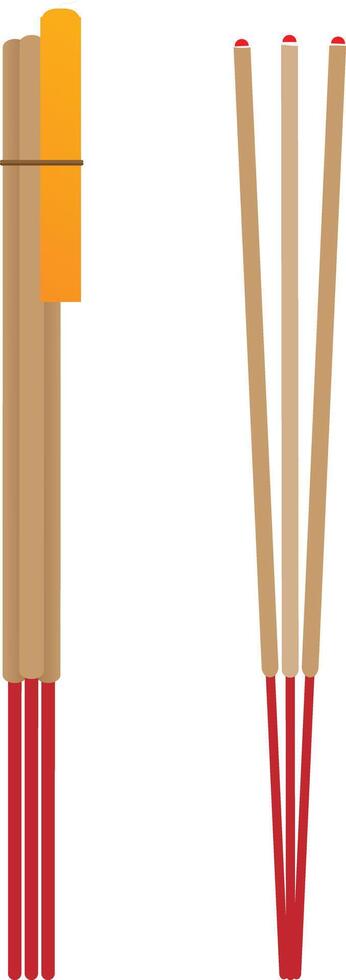 Candle Tied with Incense Sticks, and Burning Incense. vector