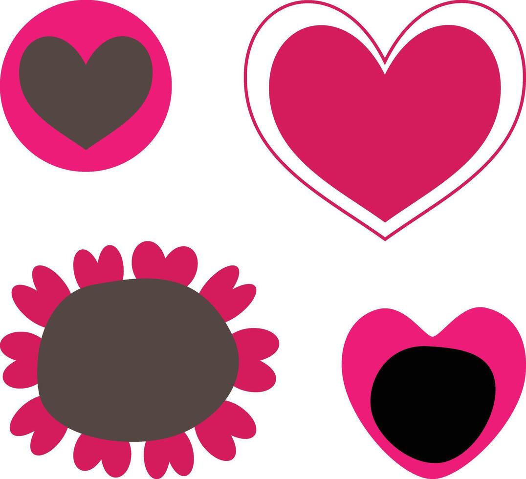 Heart Shape Element Set - Cute Flat Illustration. vector