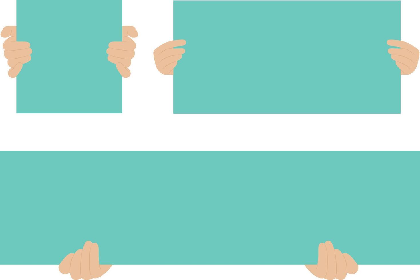 Hands Holding Blank Rectangular Signs - Illustration for Messages and Announcements. vector