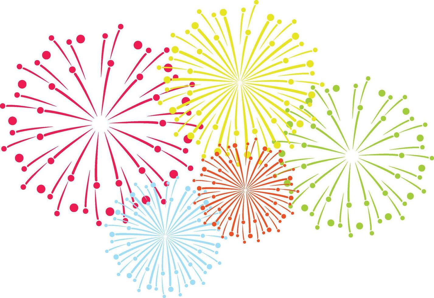 Colorful Fireworks Illustration - Circular Burst Elements. vector
