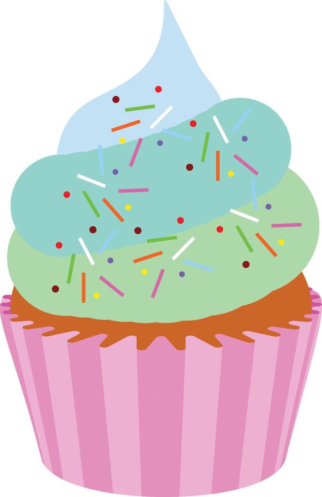 Colorful Cupcake Illustration - Flat Design. vector