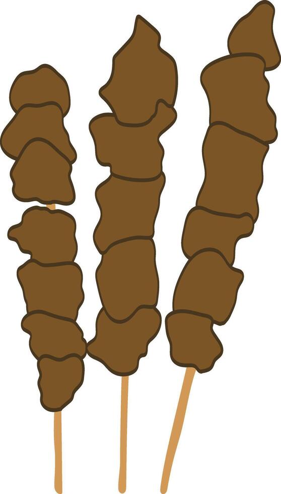 Moo Ping, Thai Street Food Pork Skewers - Flat Design. vector