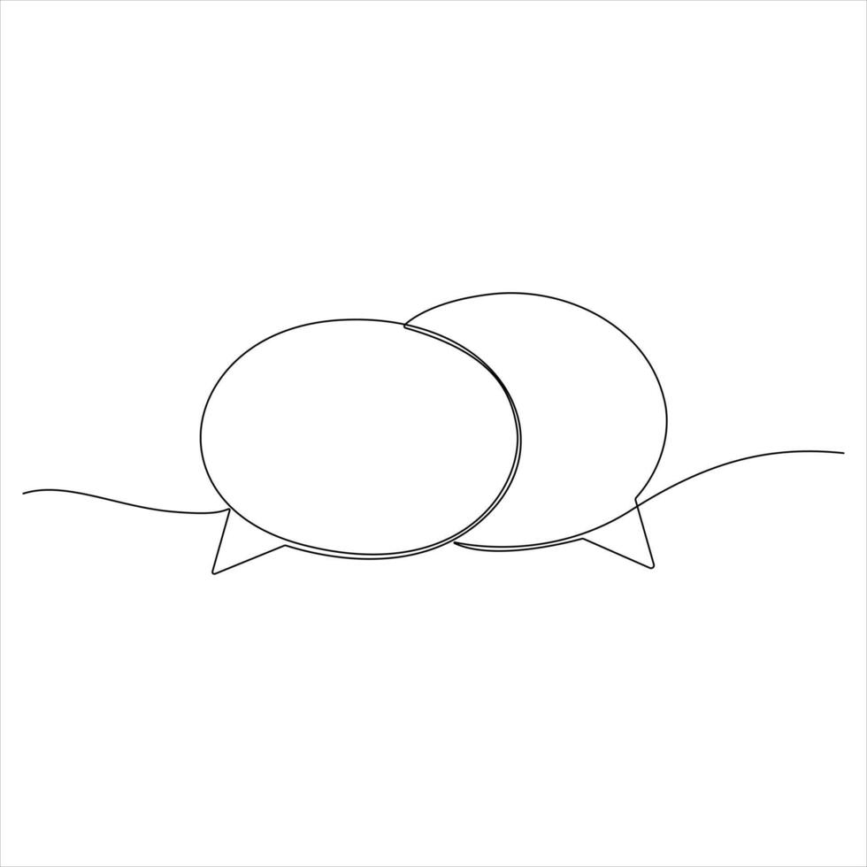 Continuous line drawing speech bubble simple dialogue bubble border vector