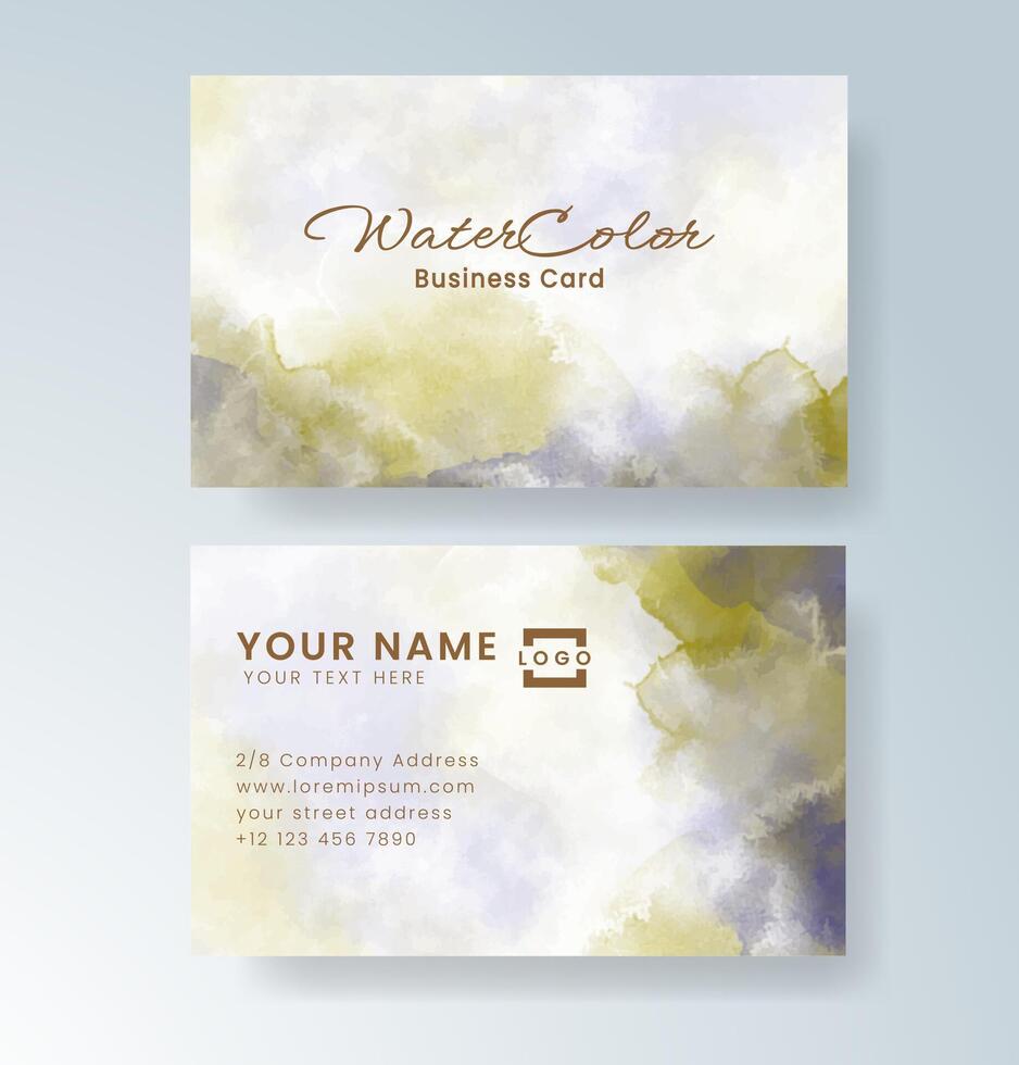 Glossy finish business card with soft watercolor art. vector
