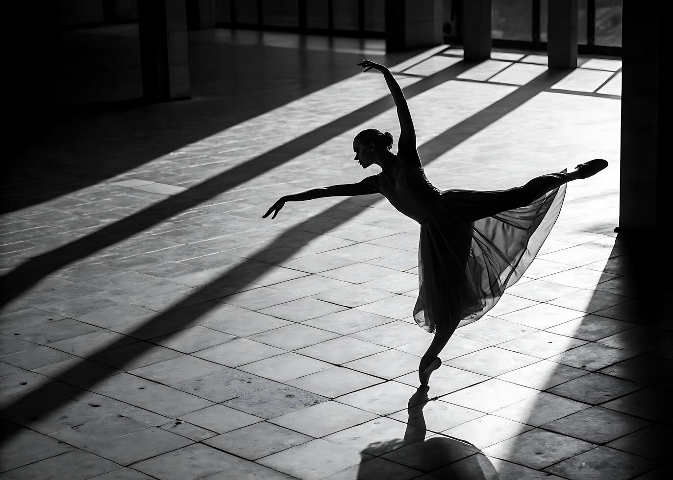 Ballet dancer in elegant silhouette photo