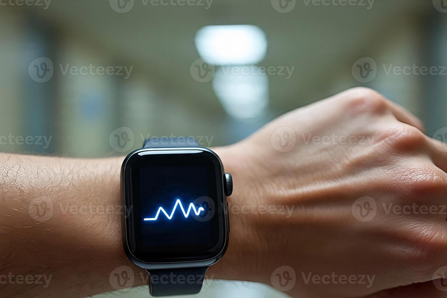 POV of Smartwatch with BP Warning photo