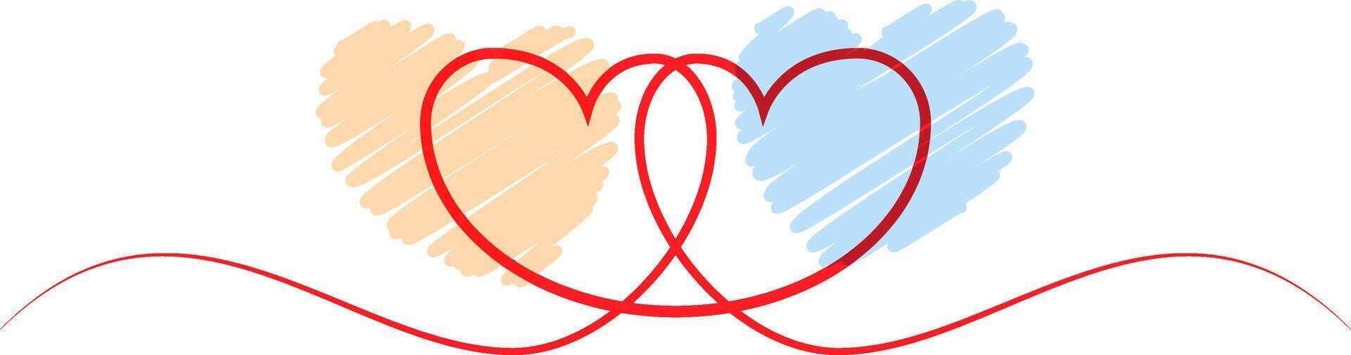 Hearts love romantic single continuous line art. vector