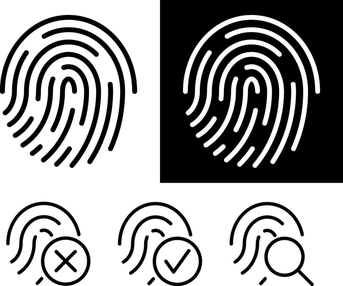 Set of fingerprint scan icons. Biometric security check with thumb print symbol. vector