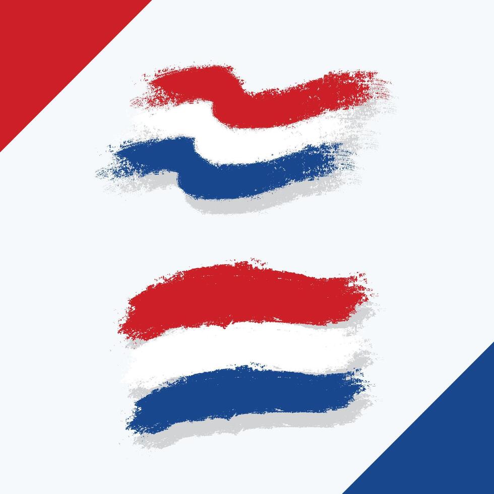 Netherlands Flag Grunge Brush Stroke Collection Set of 2 Designs vector
