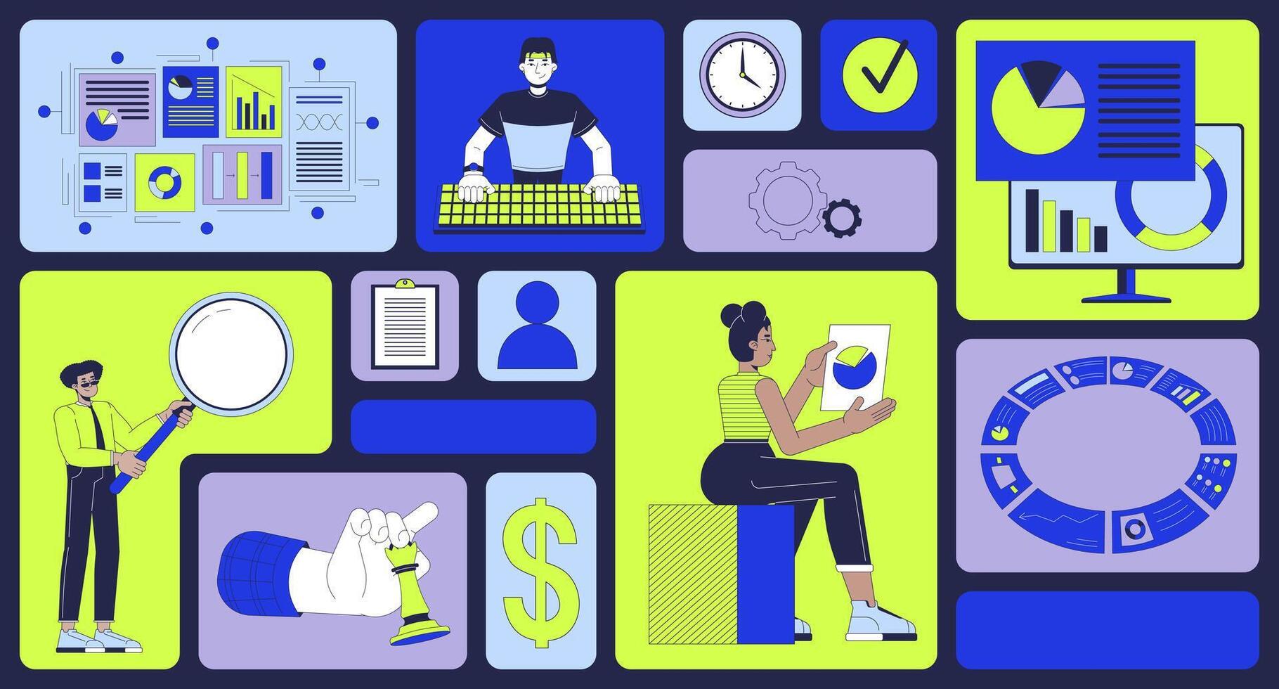 Data analysis and visualization graphic elements vector