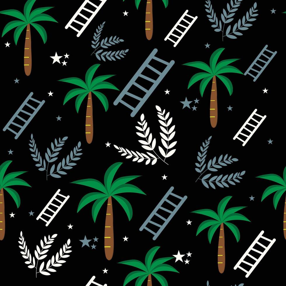 pattern with palm trees and ladders vector