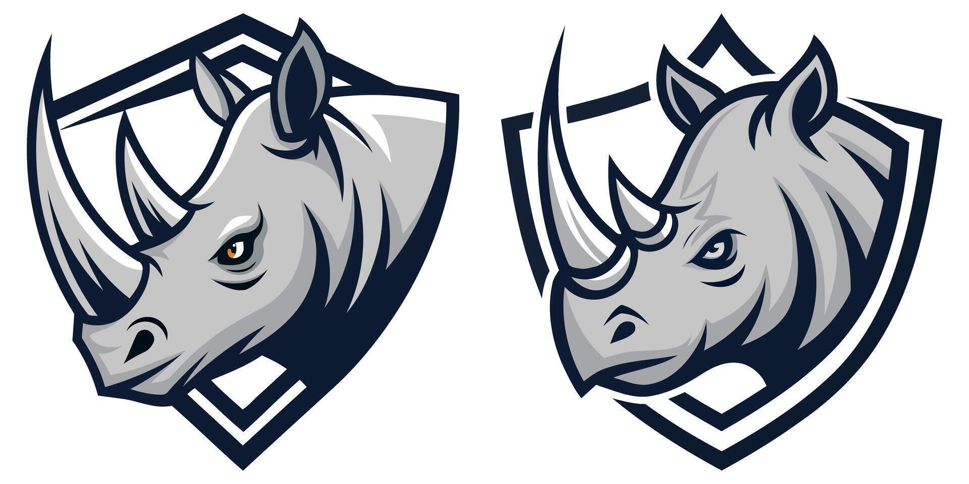 Minimalistic Rhino Head Logo with Strong Contours and Shield vector