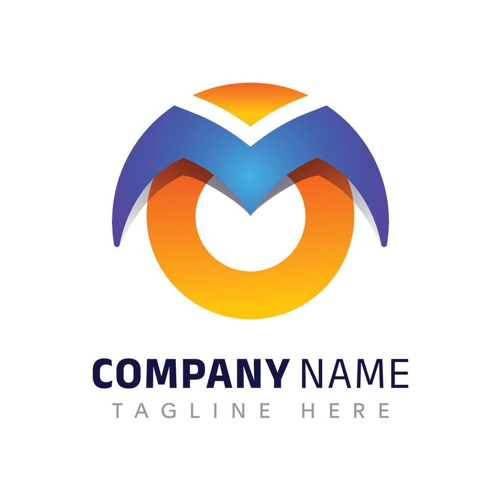 Modern abstract letter m logo design with circular gradient and wing like accents vector