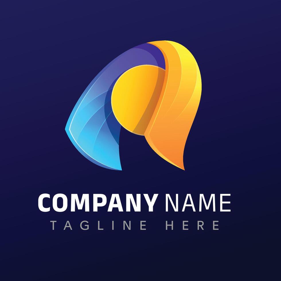 Abstract Blue and Orange Letter A Logo Design, Modern, Gradient, Dynamic Branding vector