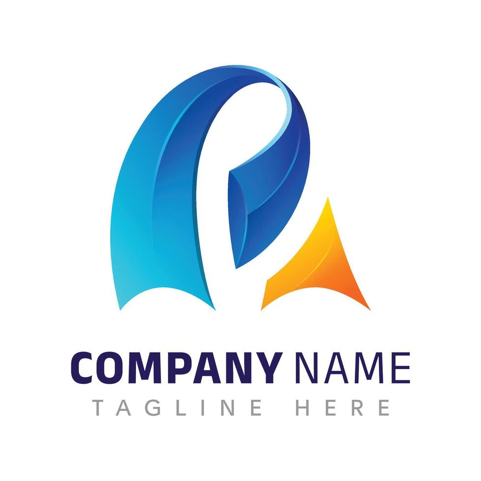 Modern abstract blue and yellow gradient letter p logo design for dynamic business branding vector