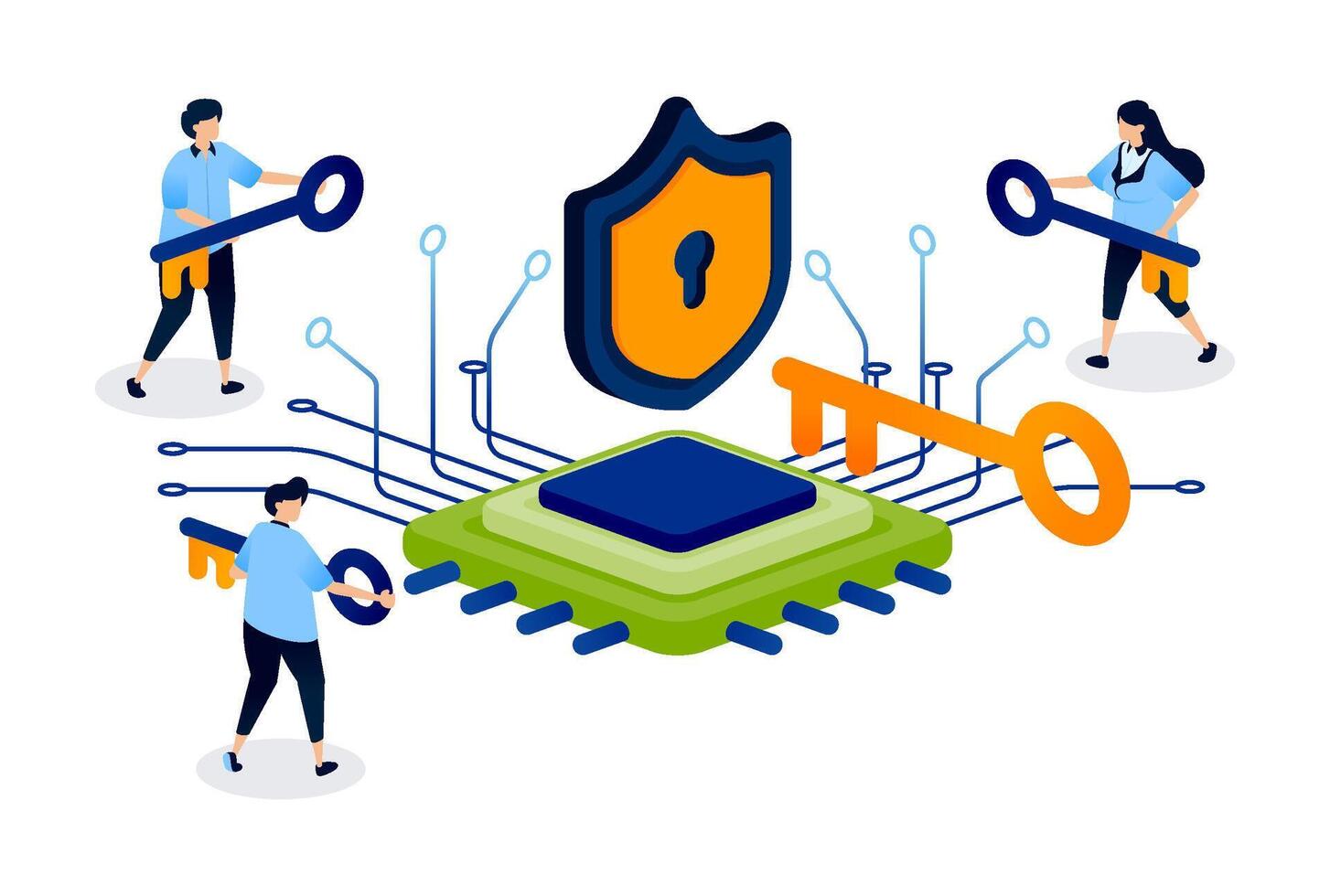 digital security concept with keys vector