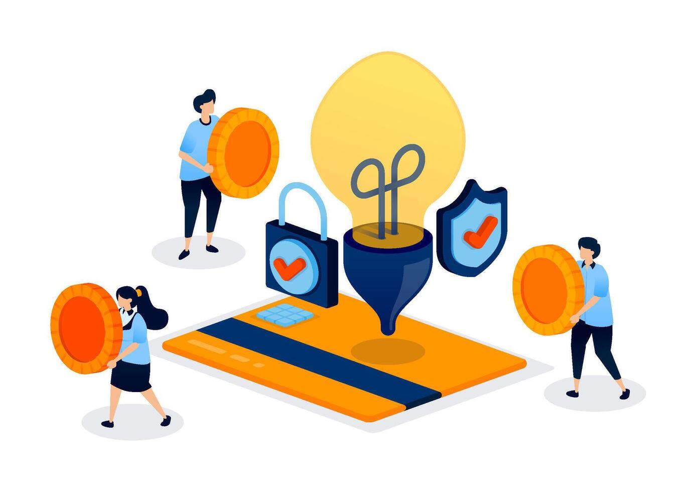 Illustration of secure online payments vector