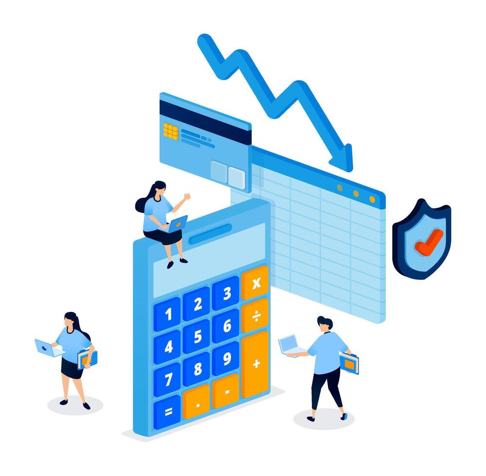 Calculator and financial tools illustration vector