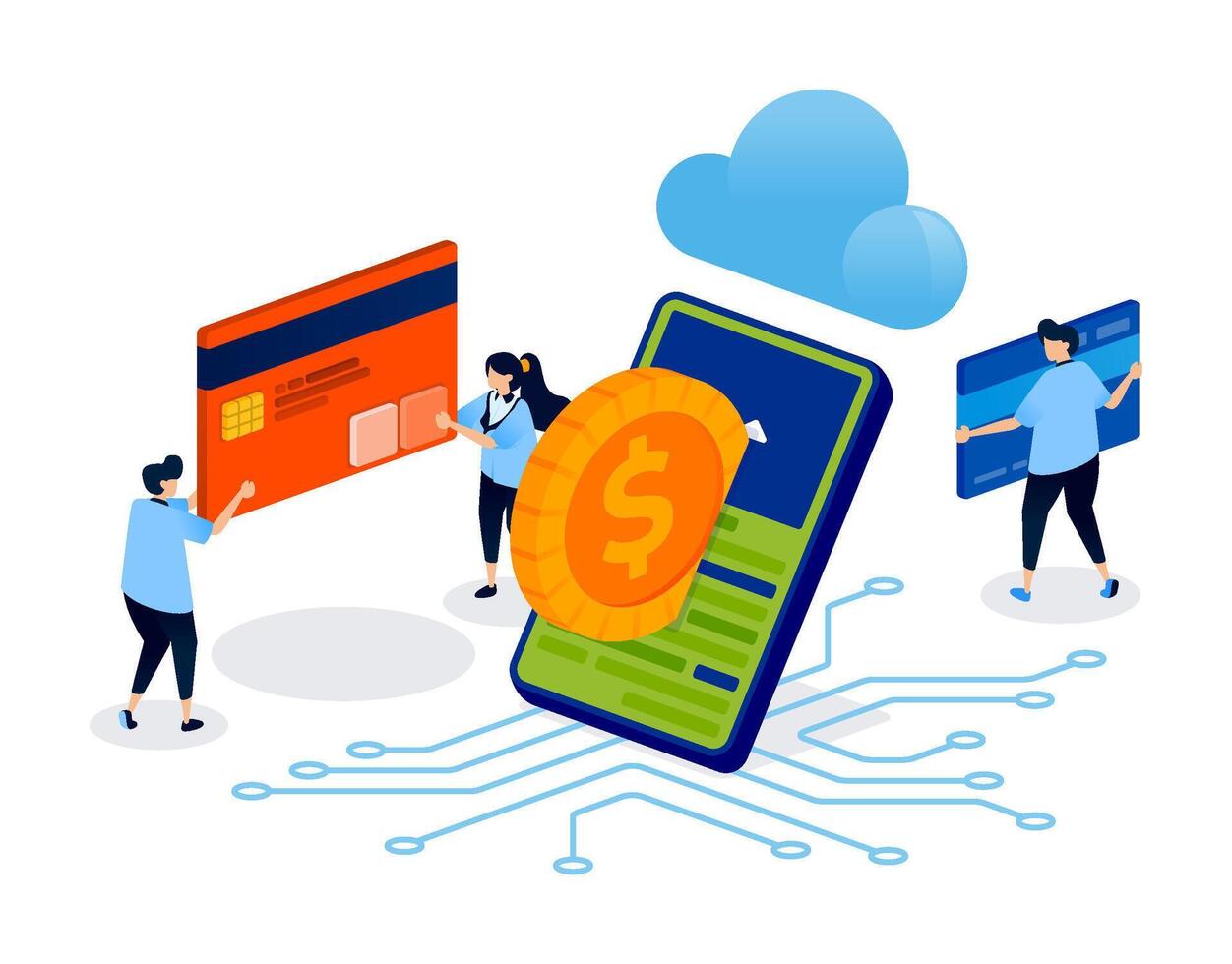 People using digital payment methods vector