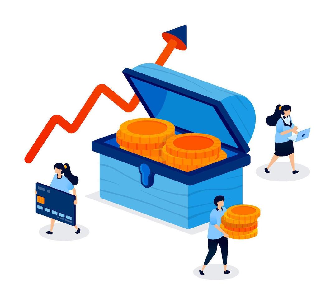 Women managing finances and investments vector