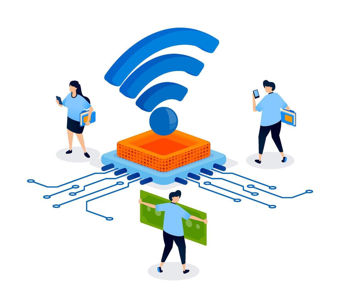 WiFi concept in digital finance illustration vector
