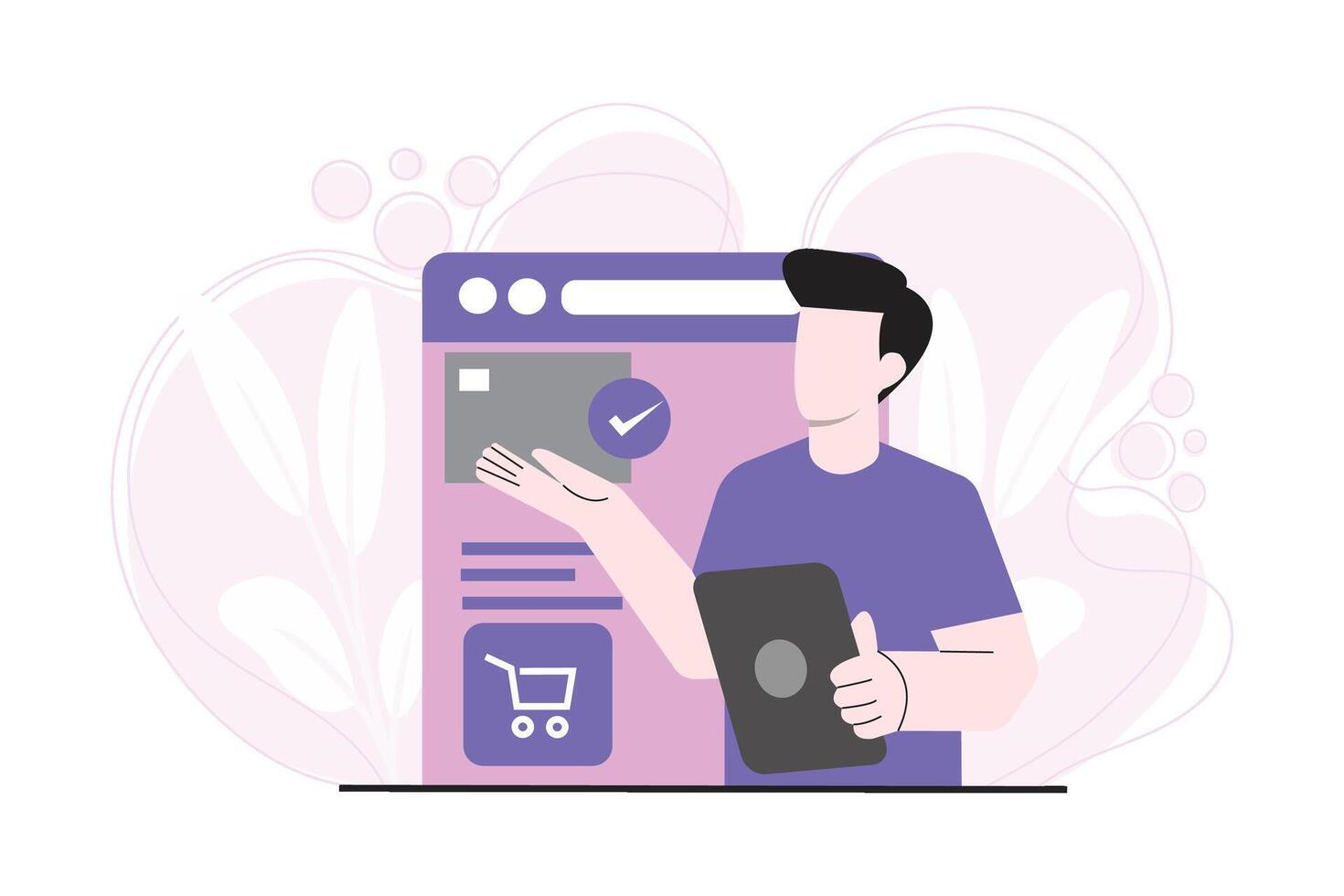 User shopping online illustration vector