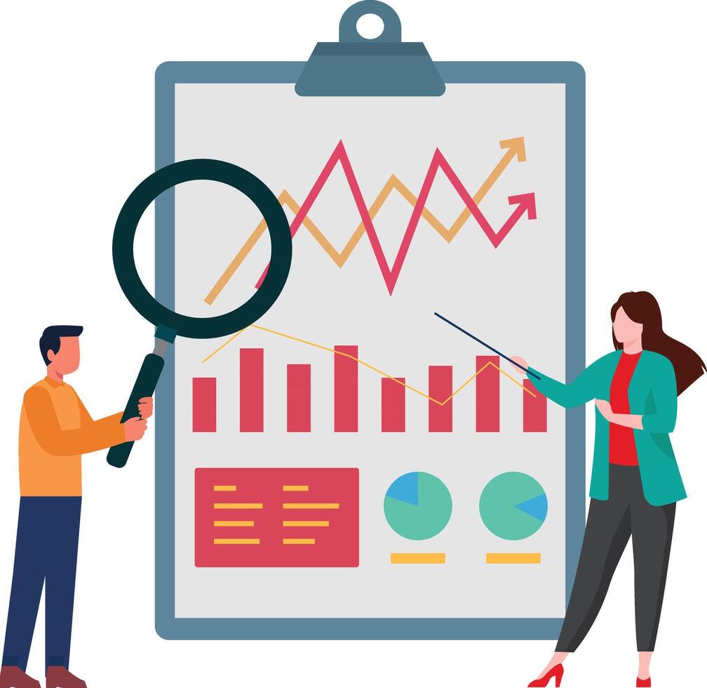 Data analysis with charts and graphs vector