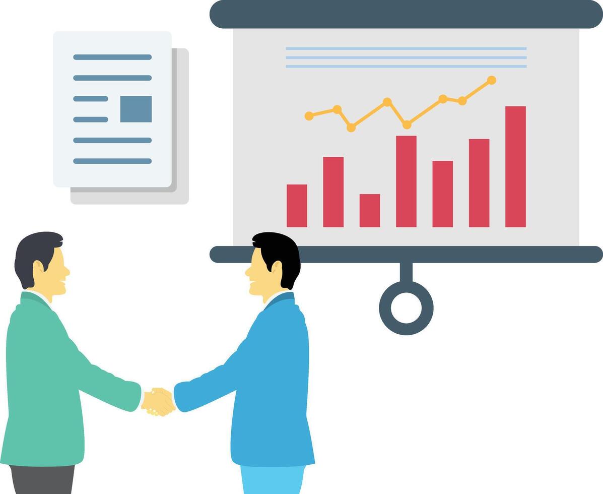 Business handshake with growth chart vector