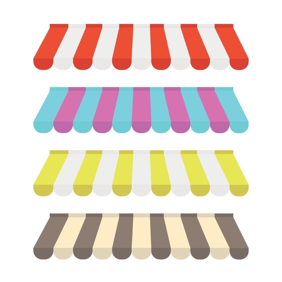 Awning icons on white background. Canopies. Roof elements. vector