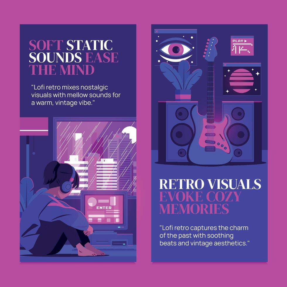 Lofi retro visuals and sounds create nostalgia vector