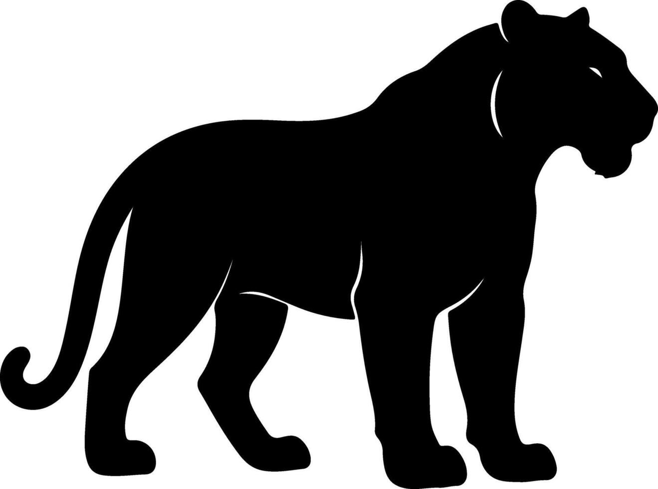 Powerful black panther standing proudly in a striking silhouette against a white background vector