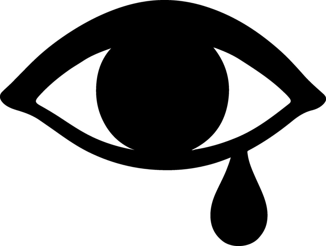 A stark black silhouette of a single eye with a falling tear symbolizing sadness and emotion vector