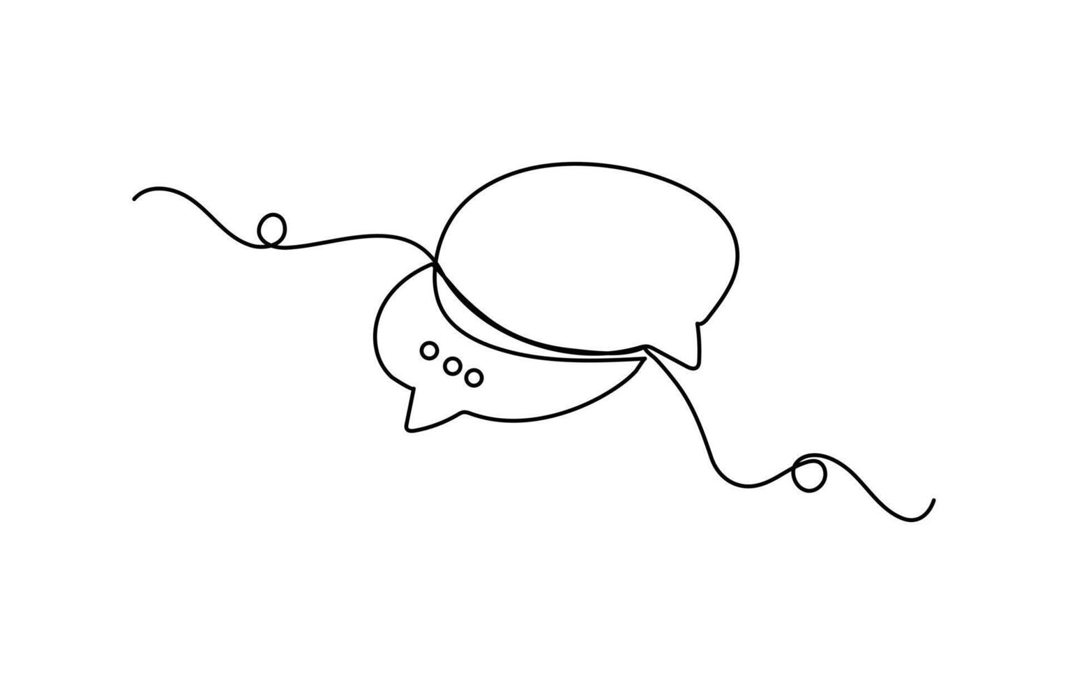 Minimal style continuous line drawing of speech bubble symbol with elegant sketch effect vector