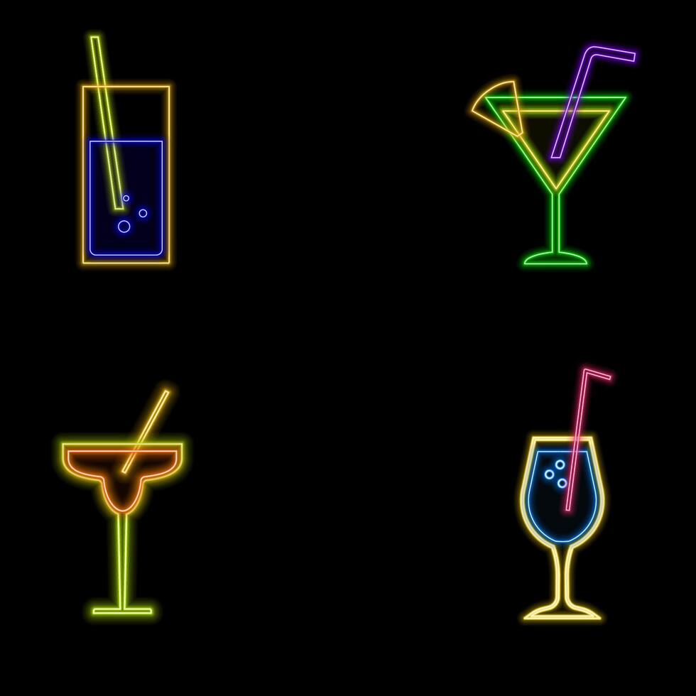 Margarita Icon Neon Style, Design elements. Signs in Neon Cocktail Lounge. Bar emblem drink mexican alcohol in neon style. neon cocktails. drinks icon. vector