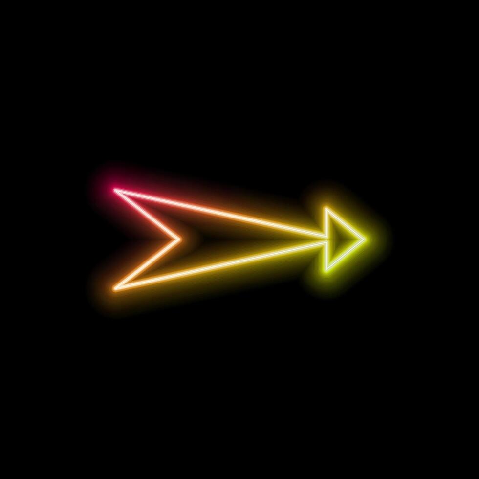 Dynamic glowing arrows of light and speed on dark background, futuristic design with vibrant colors and motion effects, suitable for technology, progress or direction concepts. vector