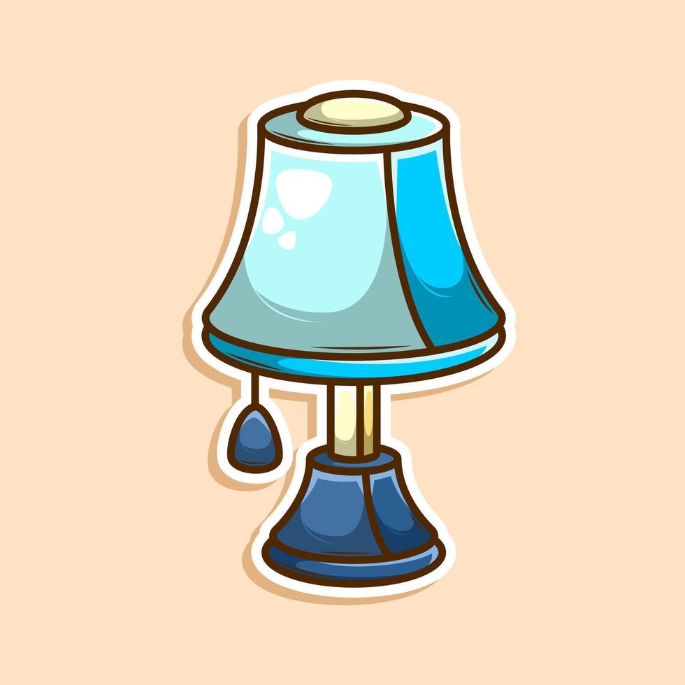 night lamp cartoon doodle art vector